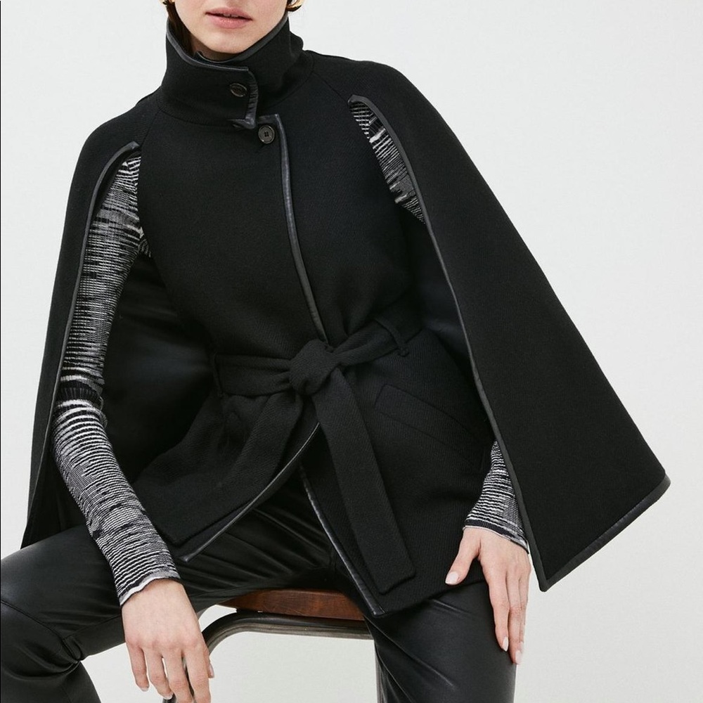 Karen Millen Wool Belted Cape Coat